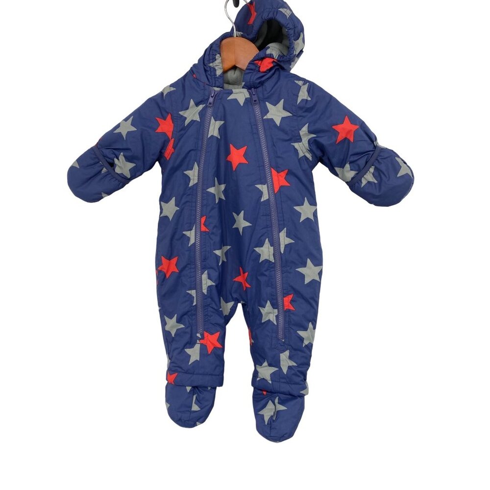 Baby Boden Boy Size 3-6MONTHS Months Blue Star Print Snow Suit 2 ZIPPER